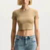 Baby-T-shirt med ribbad kant och applikation av logotyp