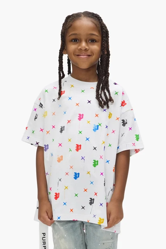 Barn-T-shirt med målat monogram