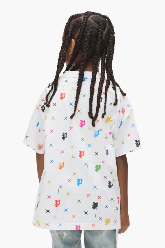 Barn-T-shirt med målat monogram