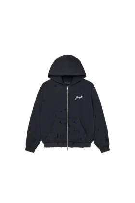Hoodie med dragkedja och skripttext