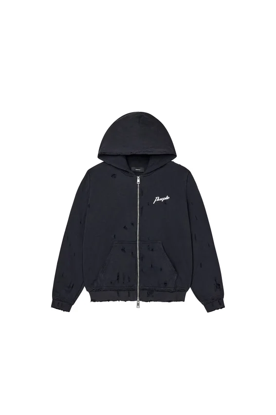 Hoodie med dragkedja och skripttext