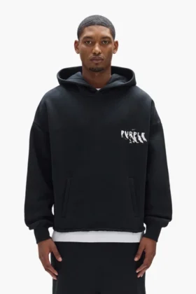 Huvtröja med målat logotyptryck