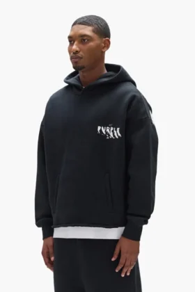 Huvtröja med målat logotyptryck