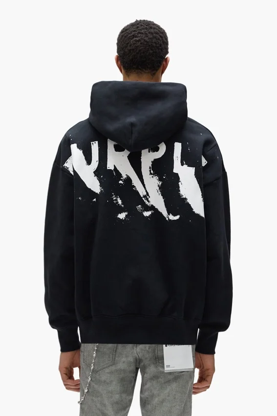 Huvtröja med målat logotyptryck