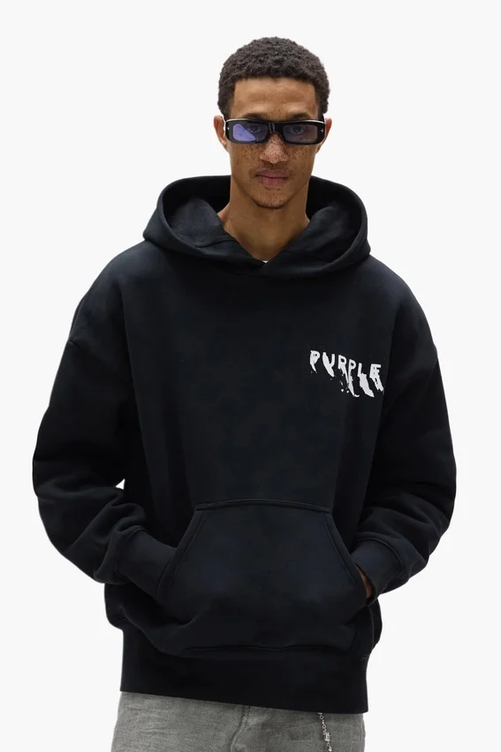 Huvtröja med målat logotyptryck