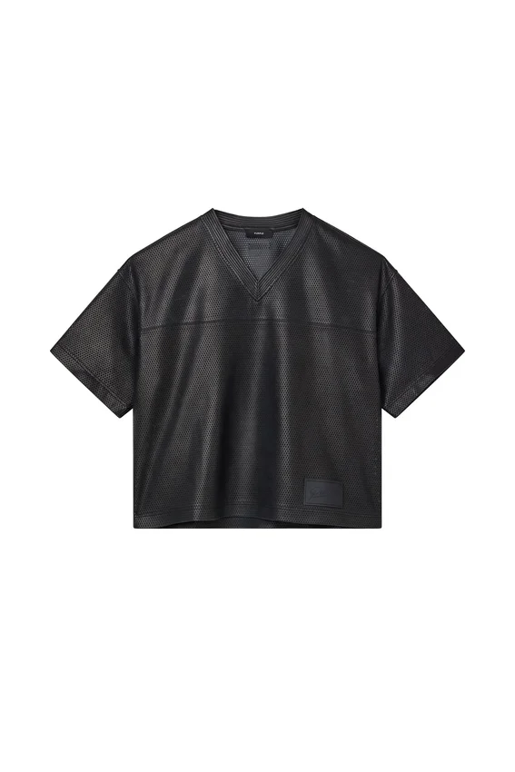 Läder-mesh-T-shirt