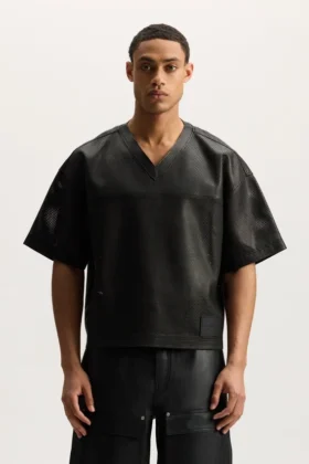 Läder-mesh-T-shirt