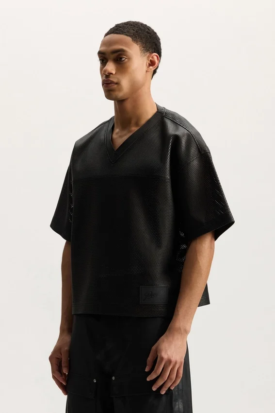 Läder-mesh-T-shirt