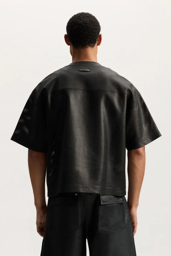 Läder-mesh-T-shirt