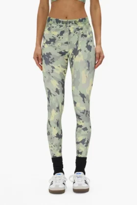 Leggings i nylon med målad kamouflage