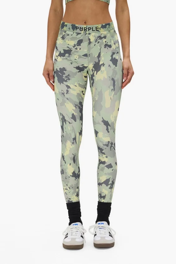 Leggings i nylon med målad kamouflage
