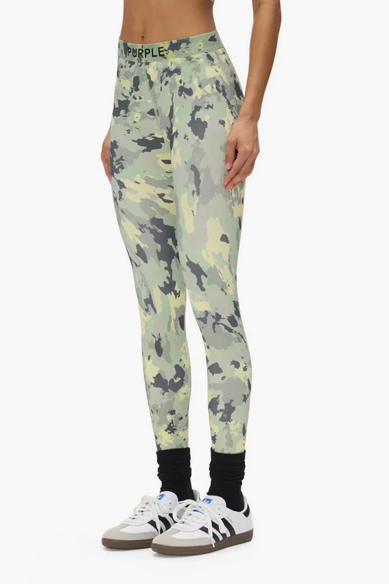 Leggings i nylon med målad kamouflage