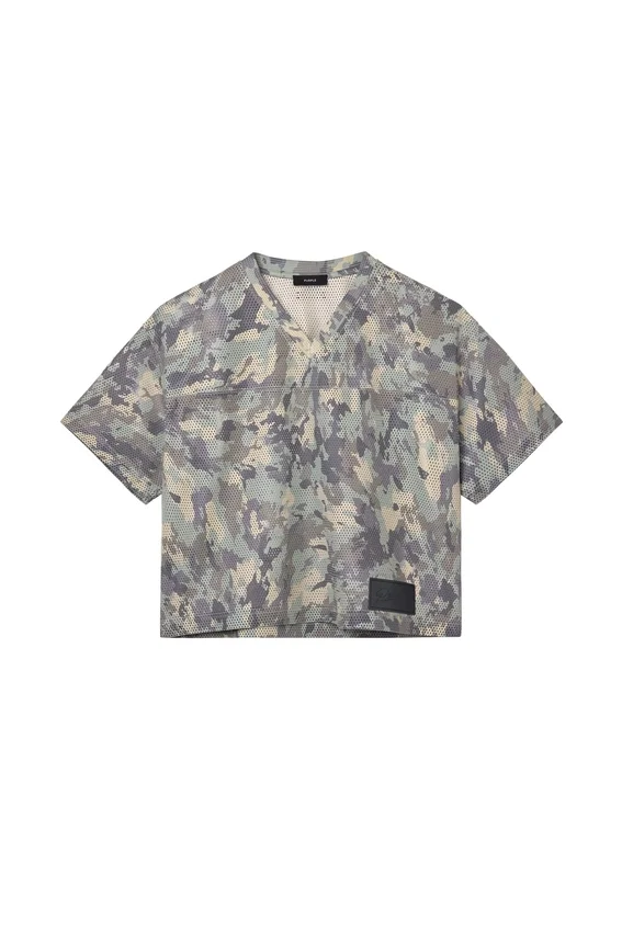 Målad kamouflage-T-shirt i läder