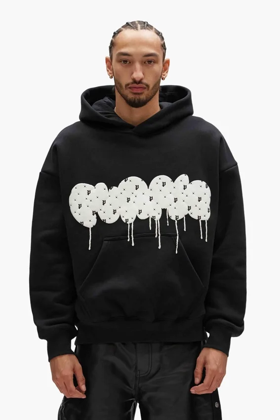 Monogram-pufftröja med huva