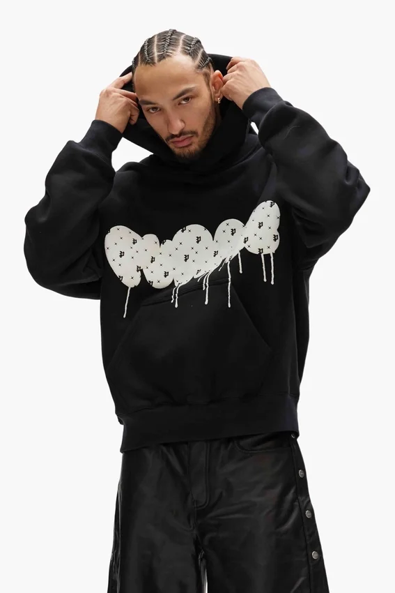 Monogram-pufftröja med huva