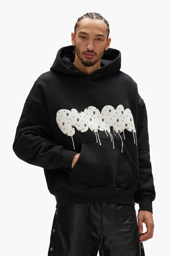 Monogram-pufftröja med huva