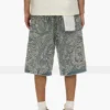 P070 Handpärlade shorts med kristallutsmyckning