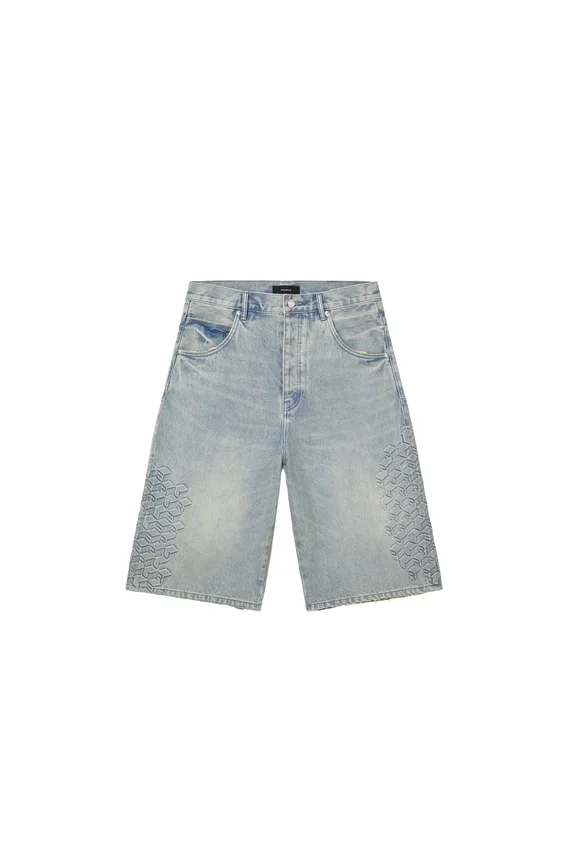 P070 Shorts med präglat monogram