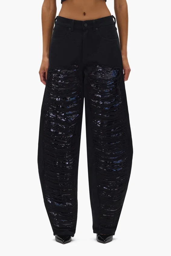 Sequin Barrel Leg