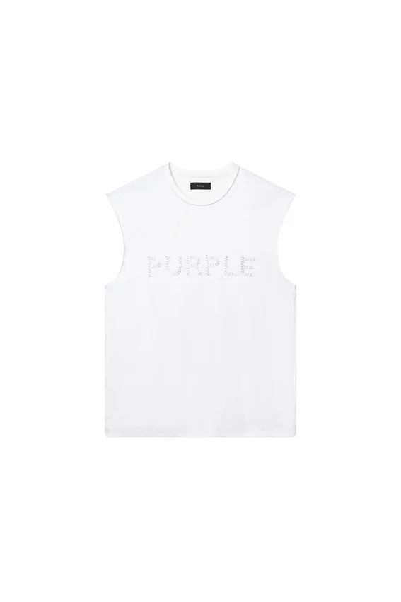 Tanktop med ordmärke och pärlor