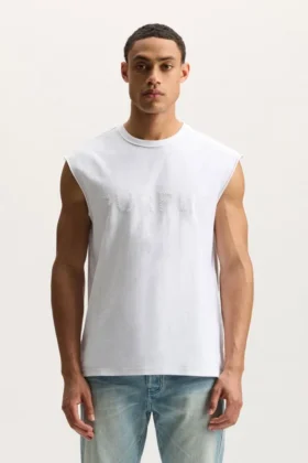 Tanktop med ordmärke och pärlor