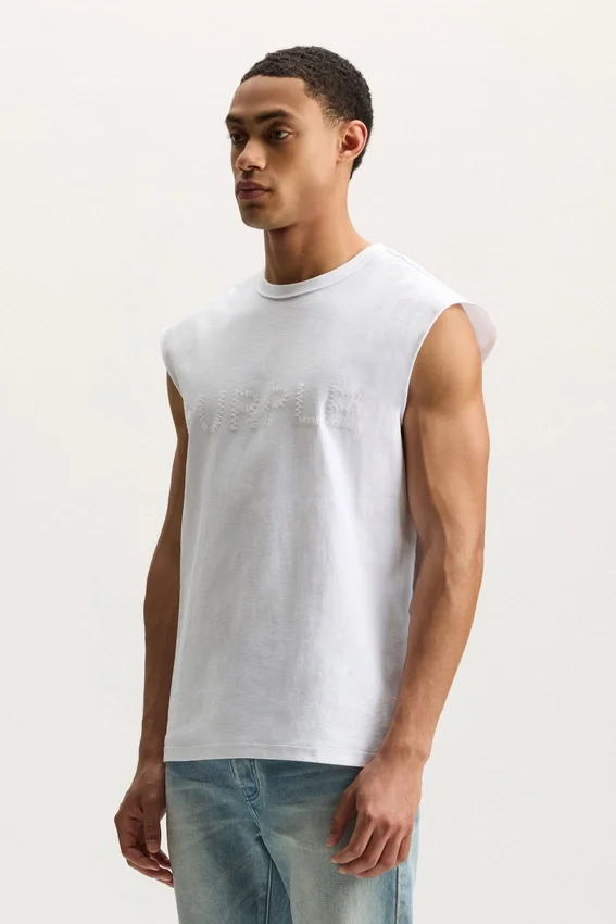 Tanktop med ordmärke och pärlor
