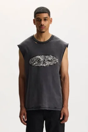 Tanktop med paljetttext
